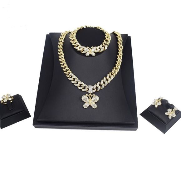 Butterfly Cuban Link Jewelry Set - Picture 1 of 2